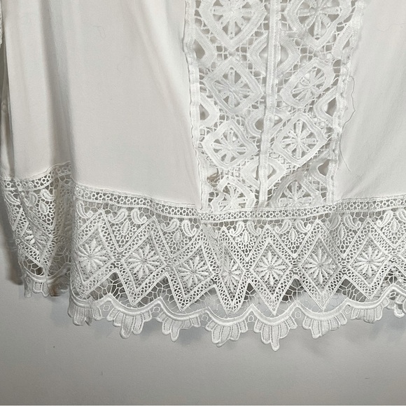 Solitaire Swim Women’s Lace Coverup Blouse Top Boho White Cream Size L - Picture 4 of 5
